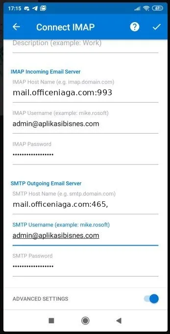 Tetapan lanjutan IMAP
