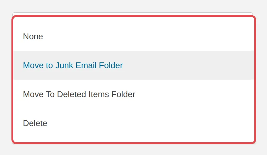 Blocked Sender Action选项