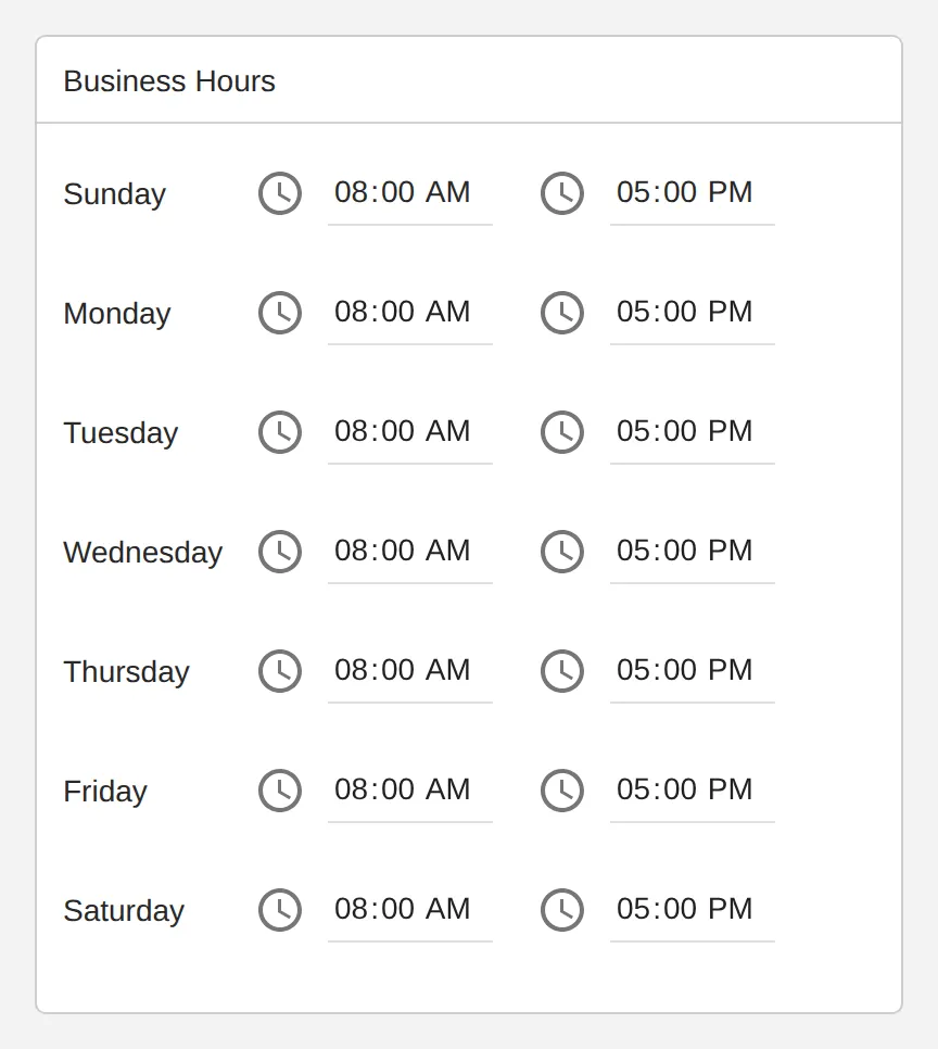 Calendar Settings里的Business Hours