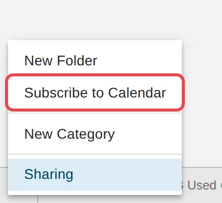 Calendar的Subscribe to Calendar选项