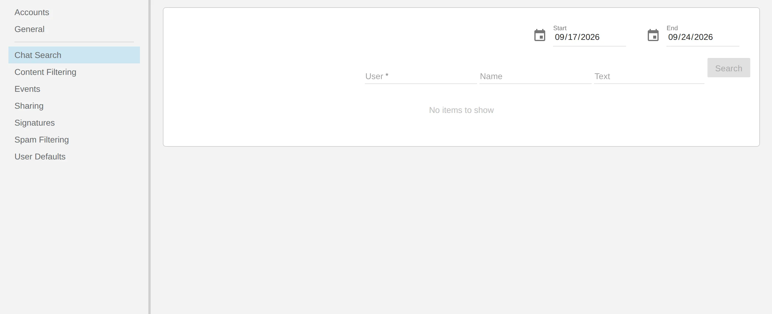 Domain Settings、Chat Search