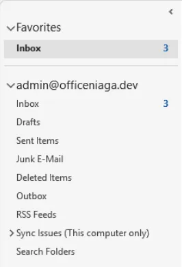经典版Outlook文件夹列表里的Office Niaga Mail文件夹