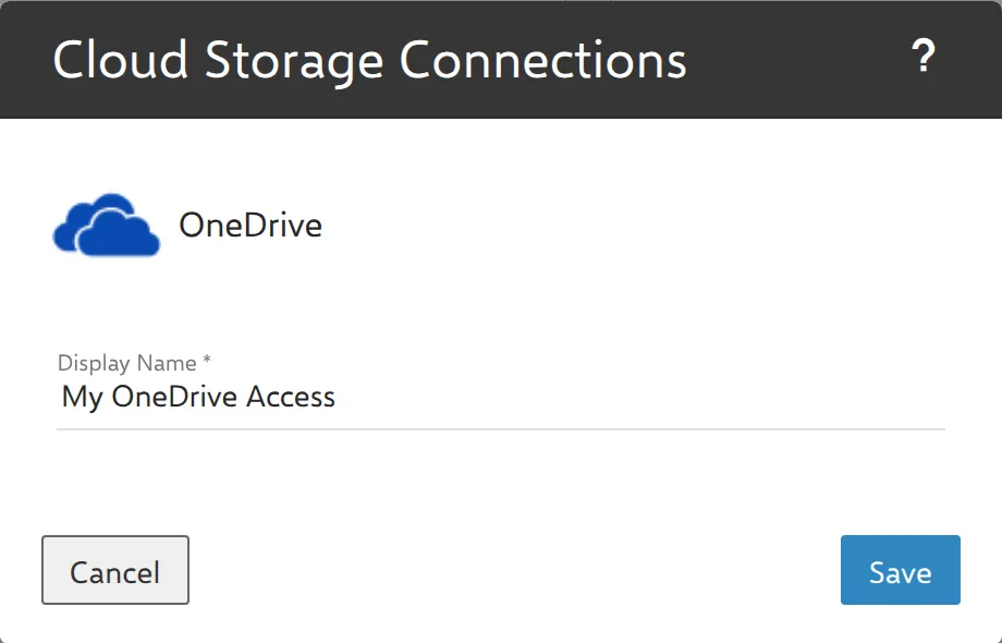 Display Name for the OneDrive connection