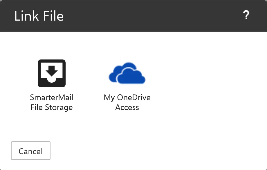 Link File, choose SmarterMail File Storage or My OneDrive Access