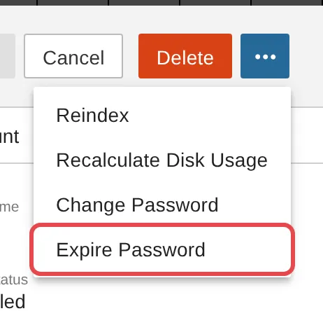 Actions菜单里的Expire Password