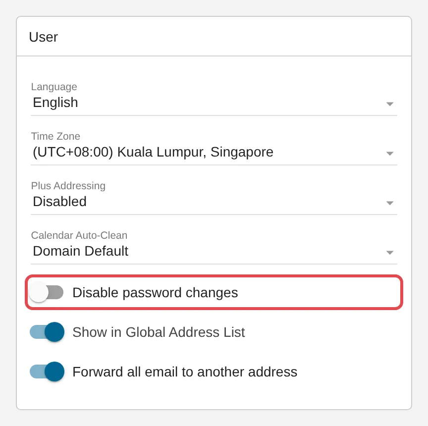 User Defaults里的Disable password changes