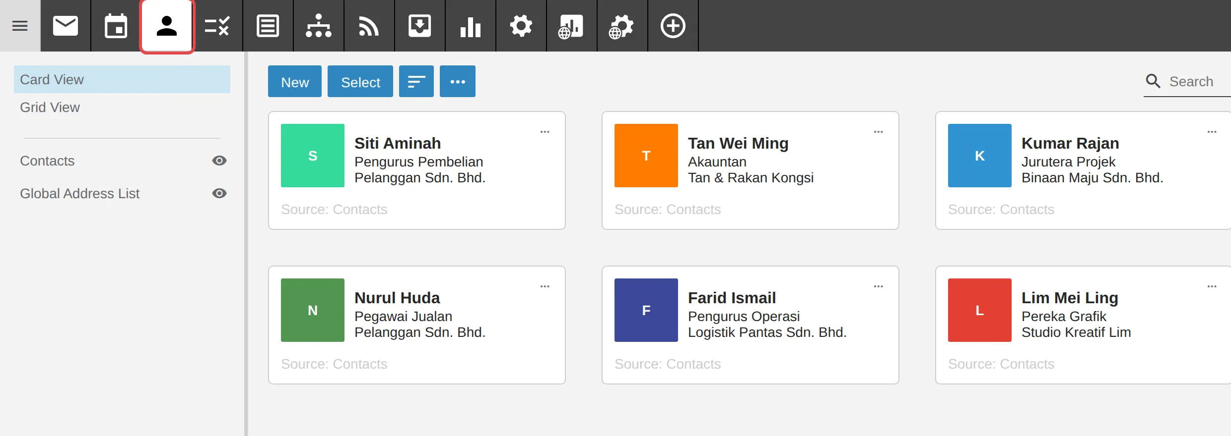 Webmail里的Contacts
