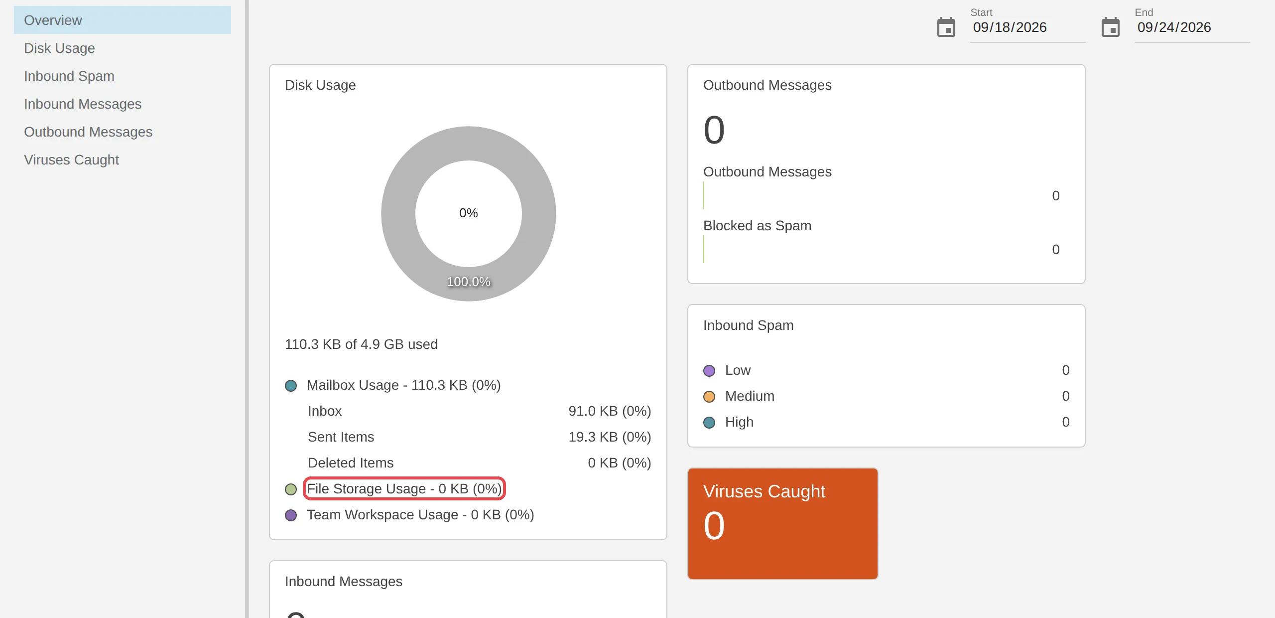 Reports、File Storage Usage