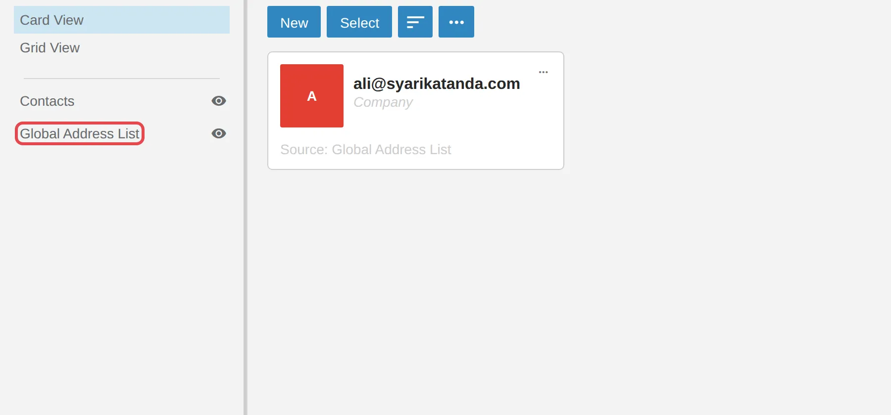 Contacts里的Global Address List