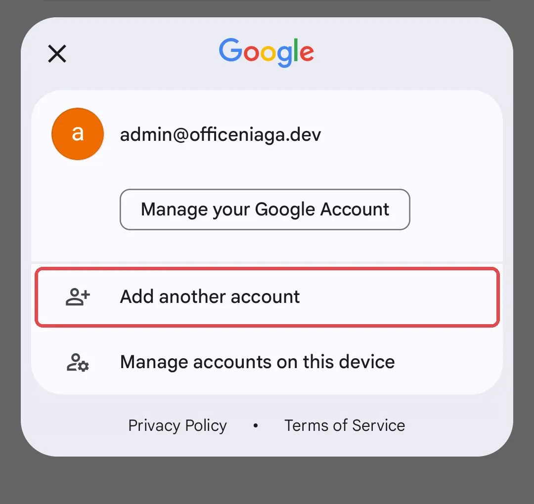 Gmail App账号菜单里的Add another account