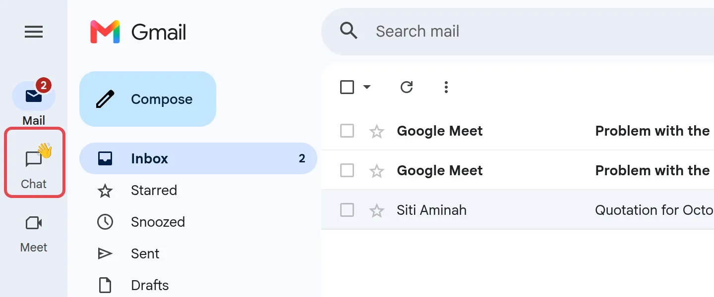 Gmail左边菜单里的Chat