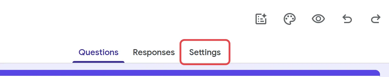 表单顶部的Settings标签页