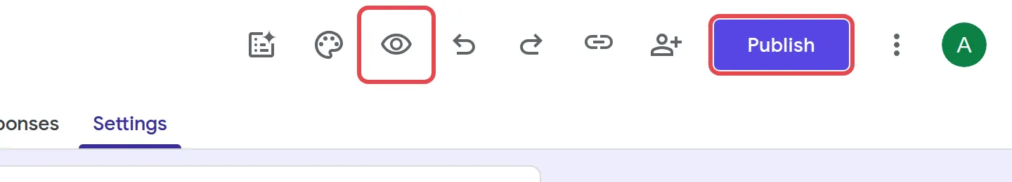 Publish按钮和Preview眼睛图标