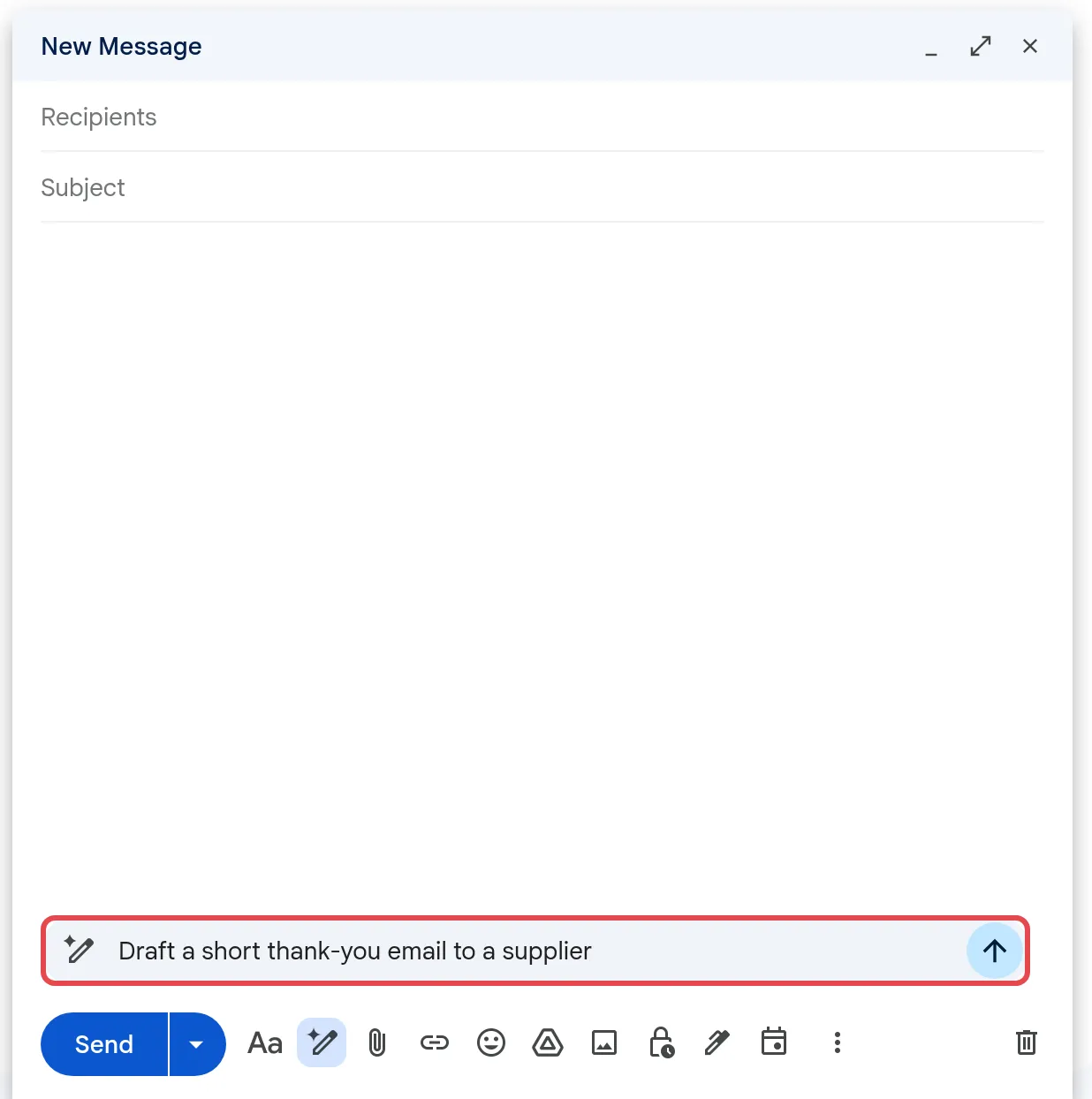 Help me write prompt bar with a sample prompt and the Submit arrow