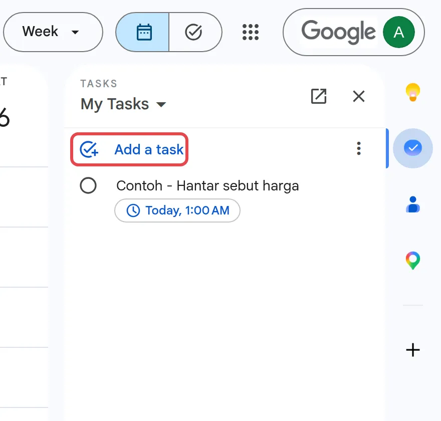 Tasks侧边栏里的Add a task