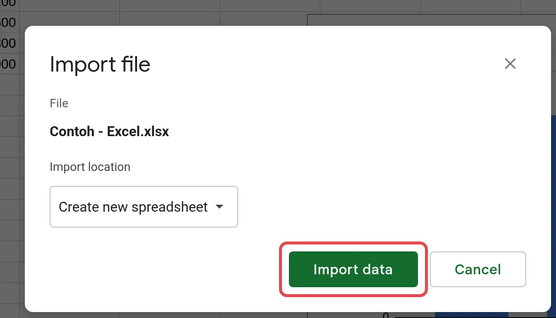 Import file窗口和Import data按钮