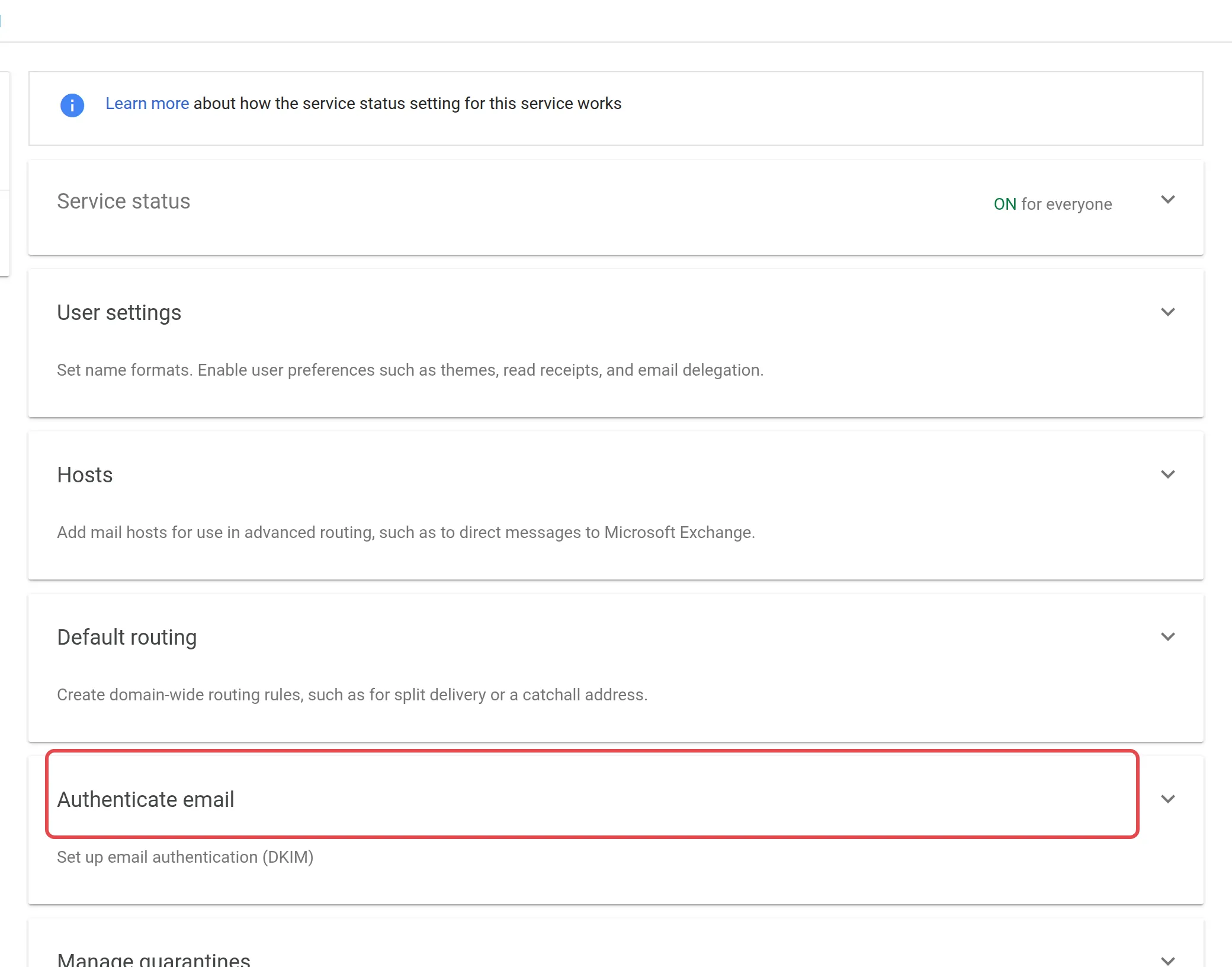 Gmail设置，已标示Authenticate email那一行