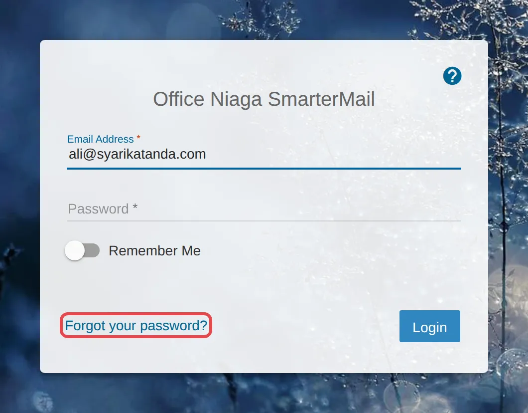 Webmail登录页面上的Forgot your password?链接