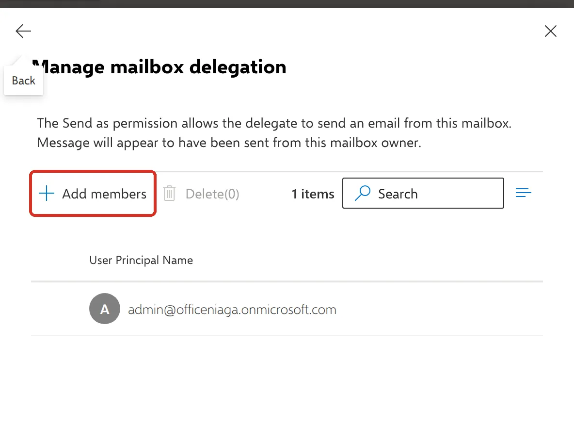 Send as列表，已标示Add members