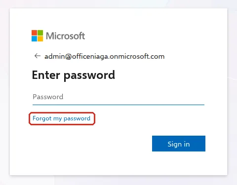 Enter password page with the Forgot my password link highlighted