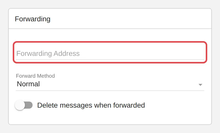 Settings里的Forwarding Address