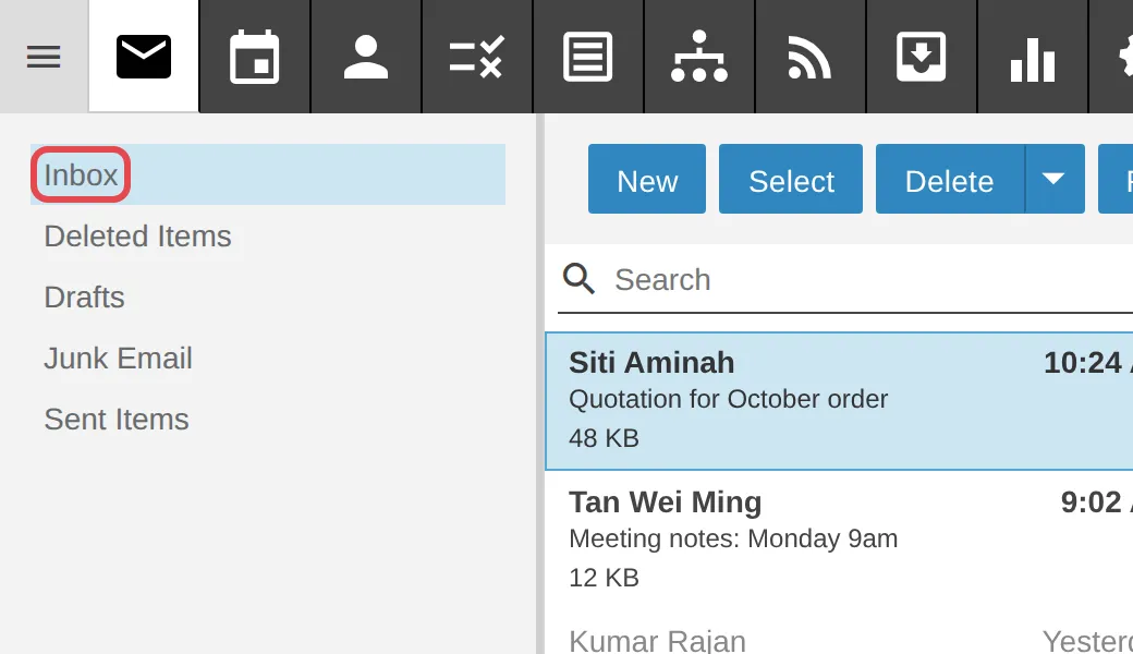 Folder Inbox di menu kiri