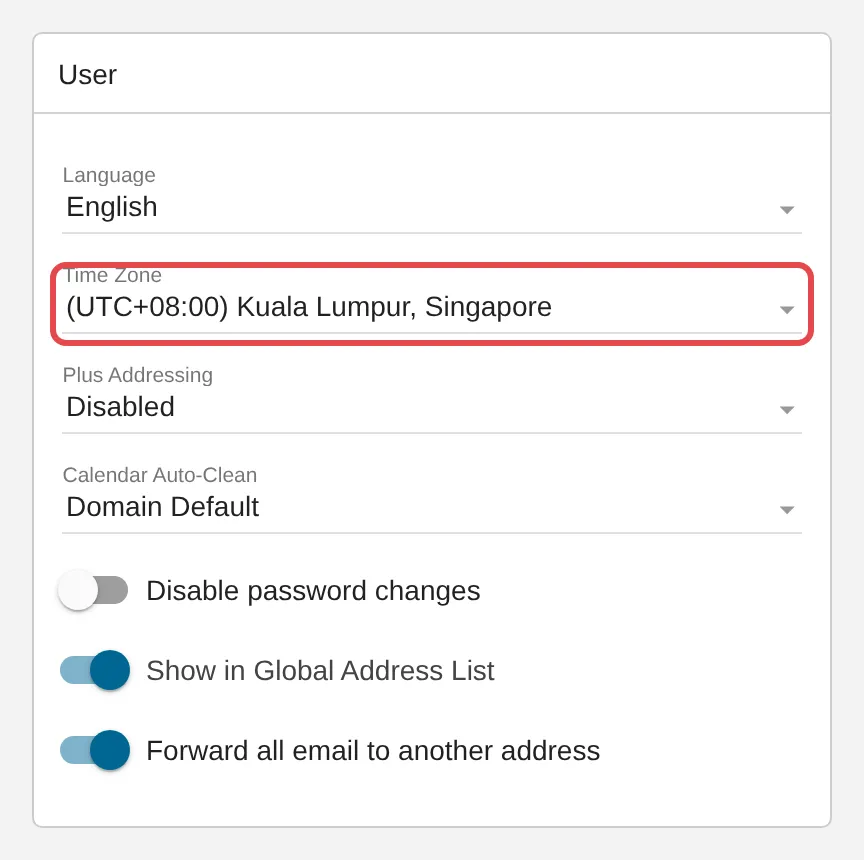 User Defaults里的Time Zone