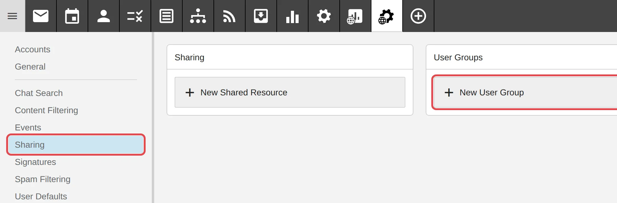 Domain Settings, Sharing dan New User Group