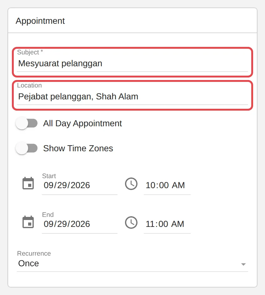 Subject and Location