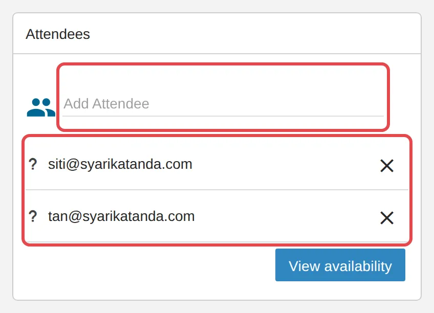 Add Attendee and the attendee list