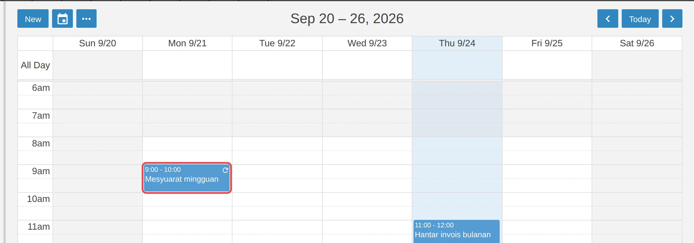 Repeating appointment with the recurring icon
