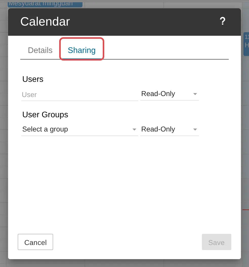 Sharing tab