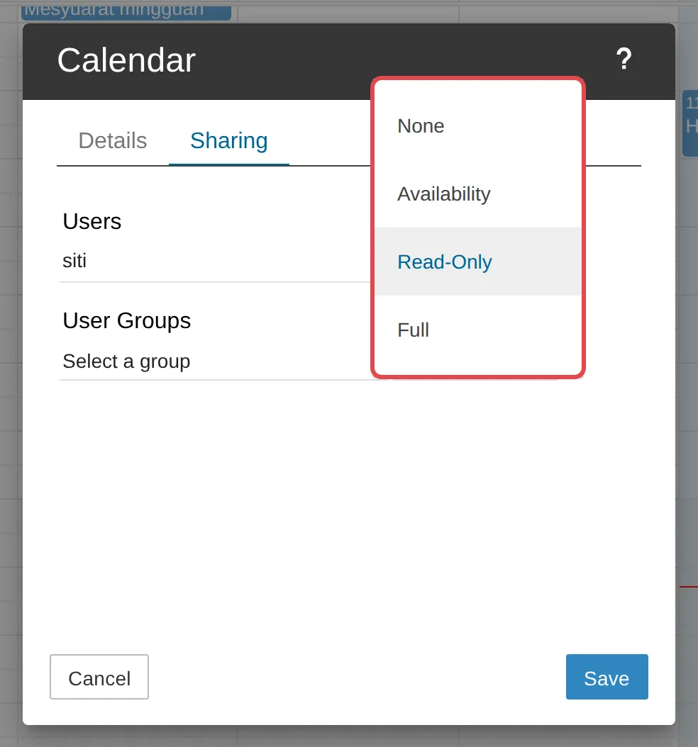 Access levels: None, Availability, Read-Only, Full