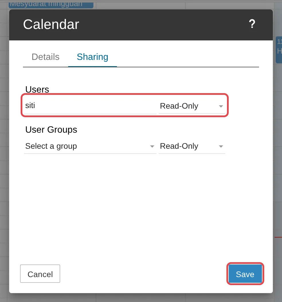 User, access level and Save